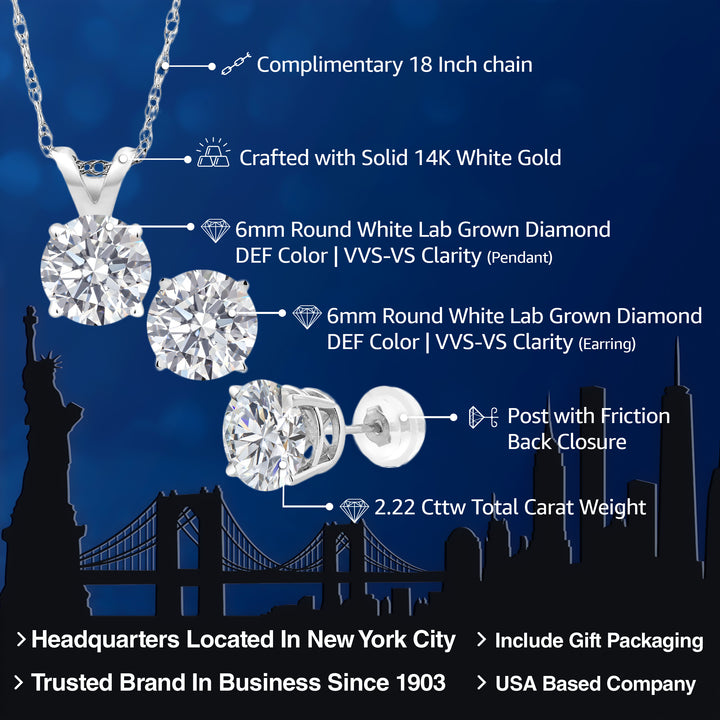 Pendant Earrings Set in 14K White Gold