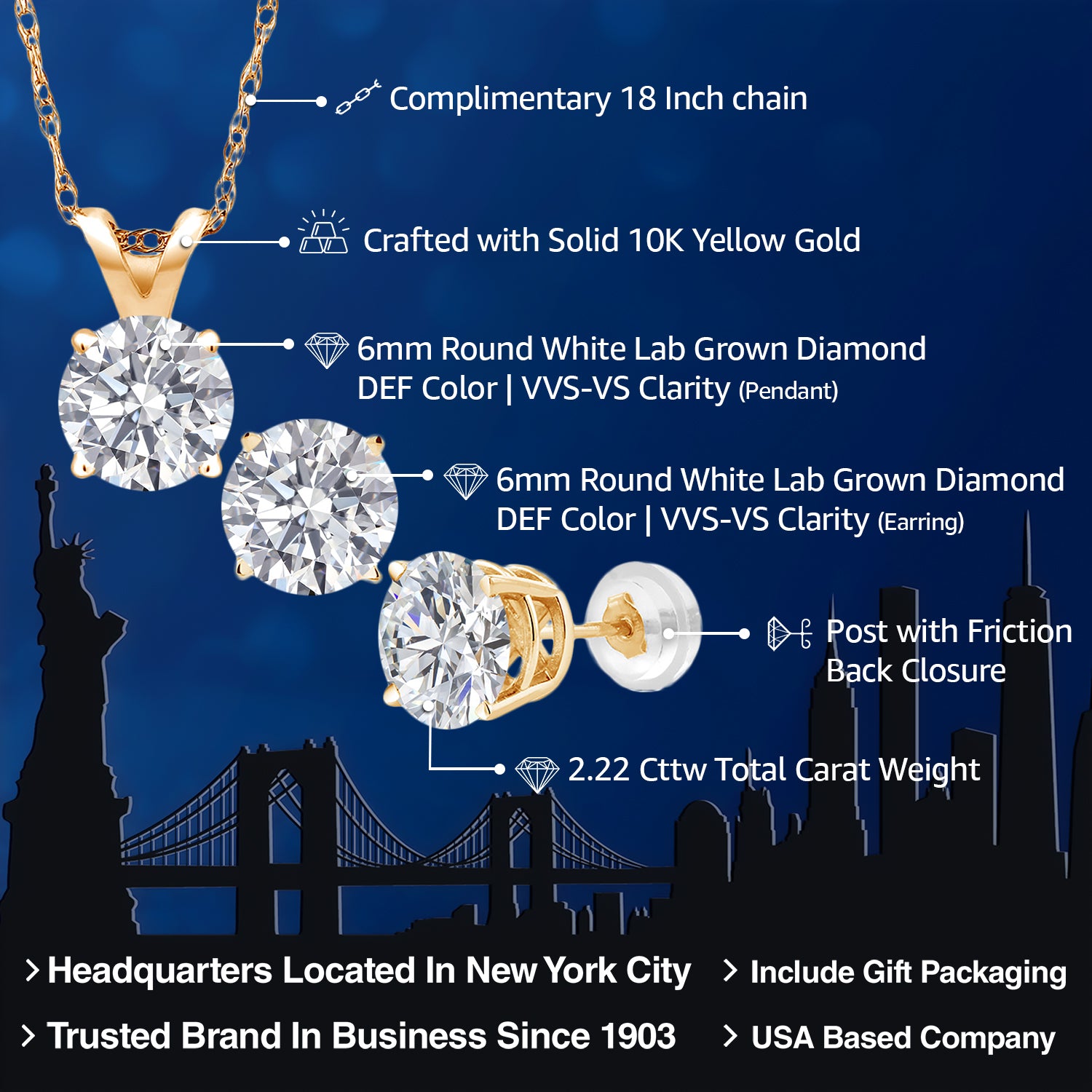 Pendant Earrings Set in 14K Yellow Gold