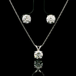 Pendant Earrings Set in 14K White Gold