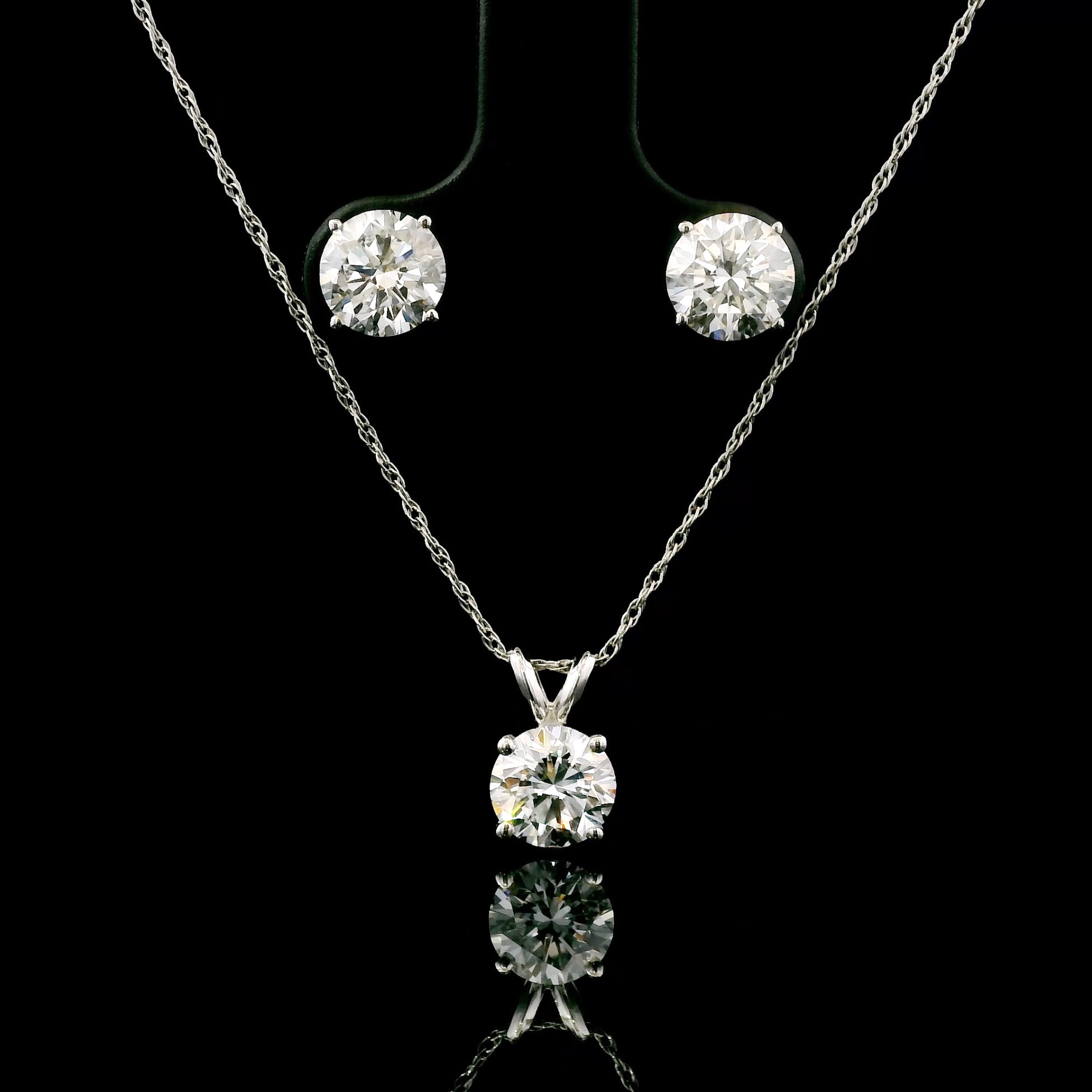 Pendant Earrings Set in 14K White Gold