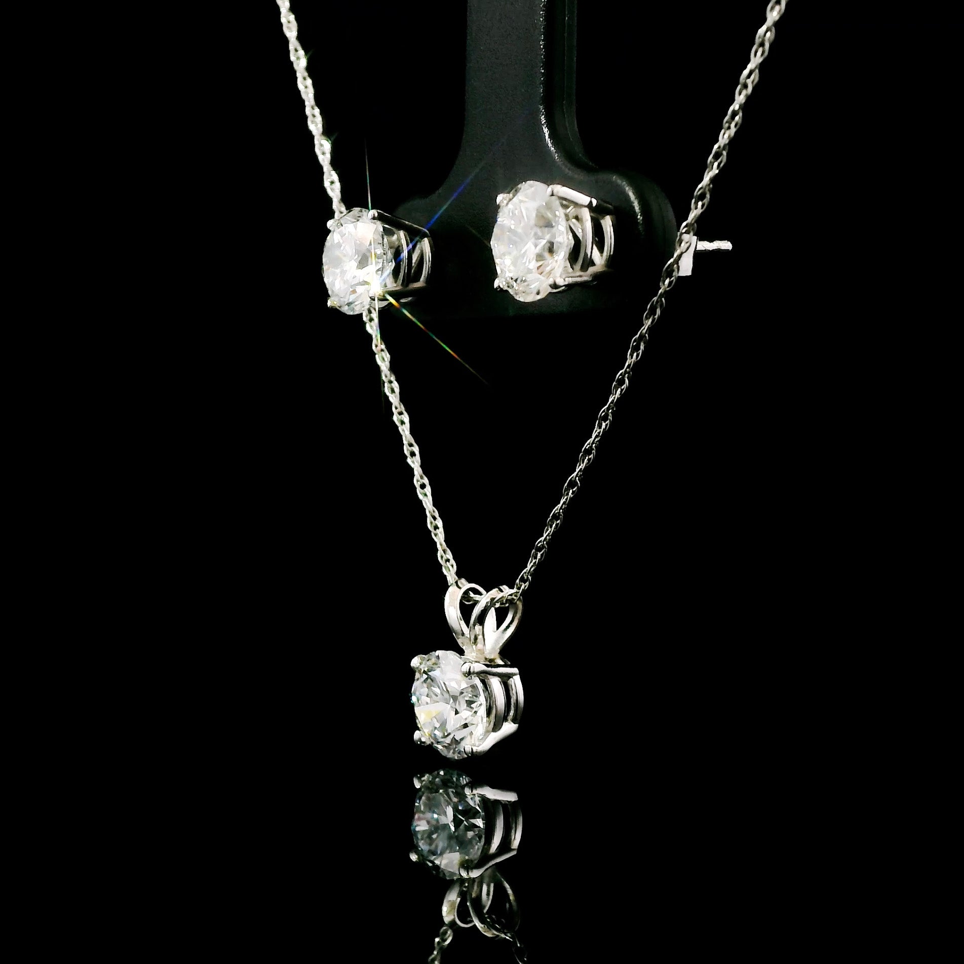Pendant Earrings Set in 14K White Gold