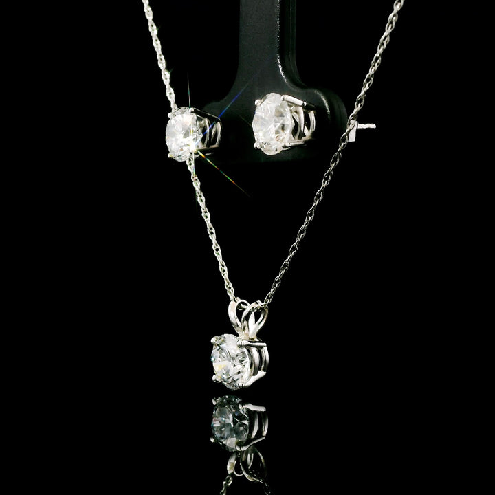 Pendant Earrings Set in 14K White Gold