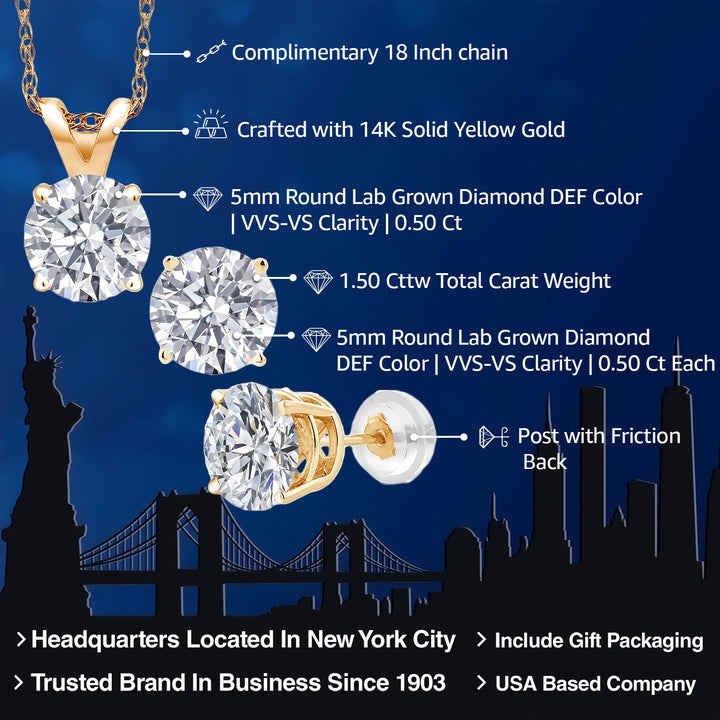 Pendant Earrings Set in 14K Yellow Gold