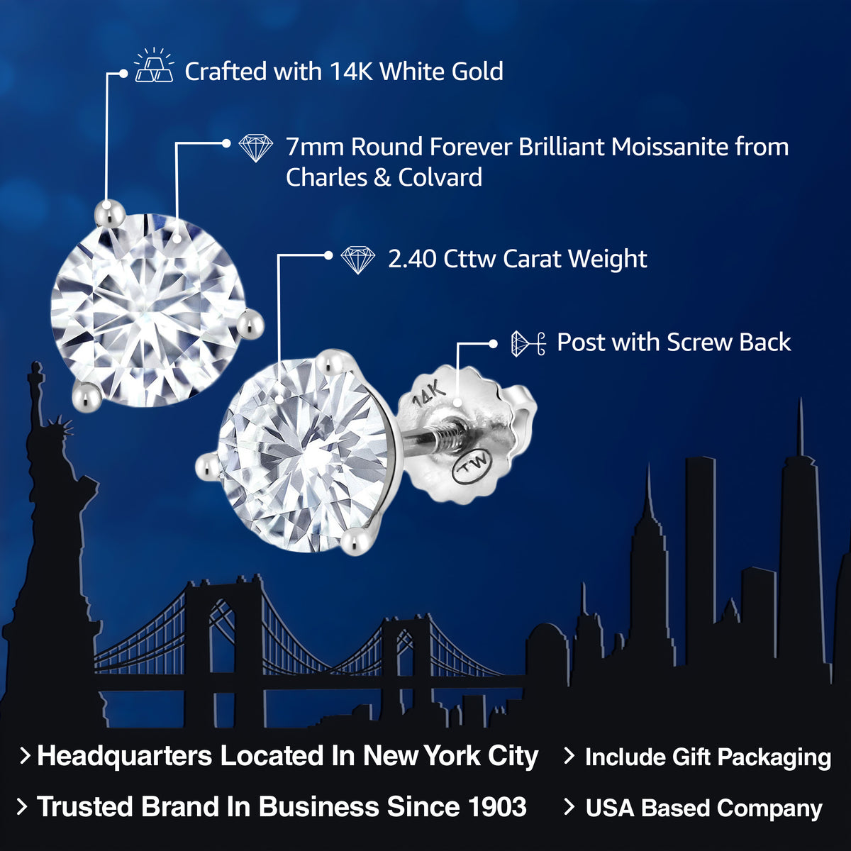 Near Colorless (GHI)_Earrings in 14K White Gold