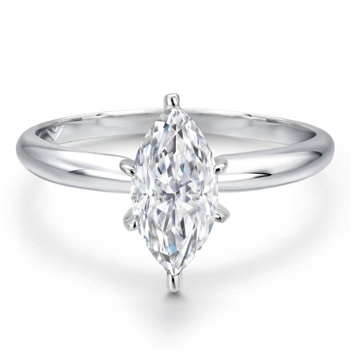 14K White Gold IGI Certified Lab Grown Diamond Solitaire Engagement Ring For Women | 1 Ct Marquise Cut | F-G Color | VS Clarity | Available In Size 5, 6, 7, 8, 9