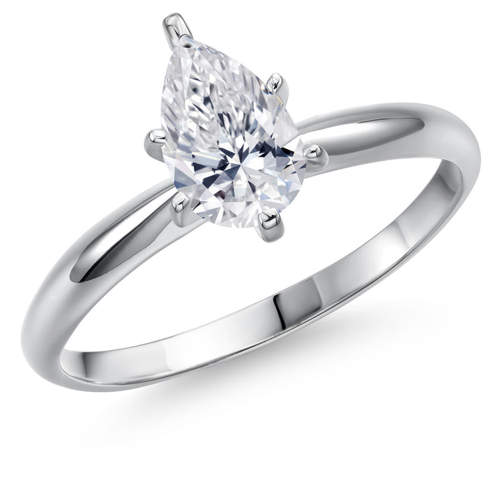 14K White Gold IGI Certified Lab Grown Diamond Solitaire Engagement Ring for Women | 0.90 Ct Pear Shape | DEF Color | VVS-VS Clarity | Available Size 5,6,7,8,9