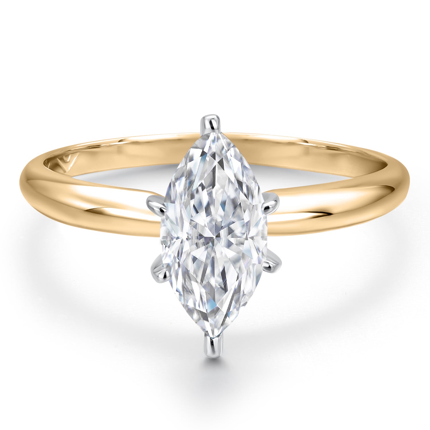 Two Tone 14K Yellow and White Gold IGI Certified Lab Grown Diamond Solitaire Engagement Ring for Women | 1 Ct Marquise Cut| F-G Color | VS Clarity | Available Size 5,6,7,8,9