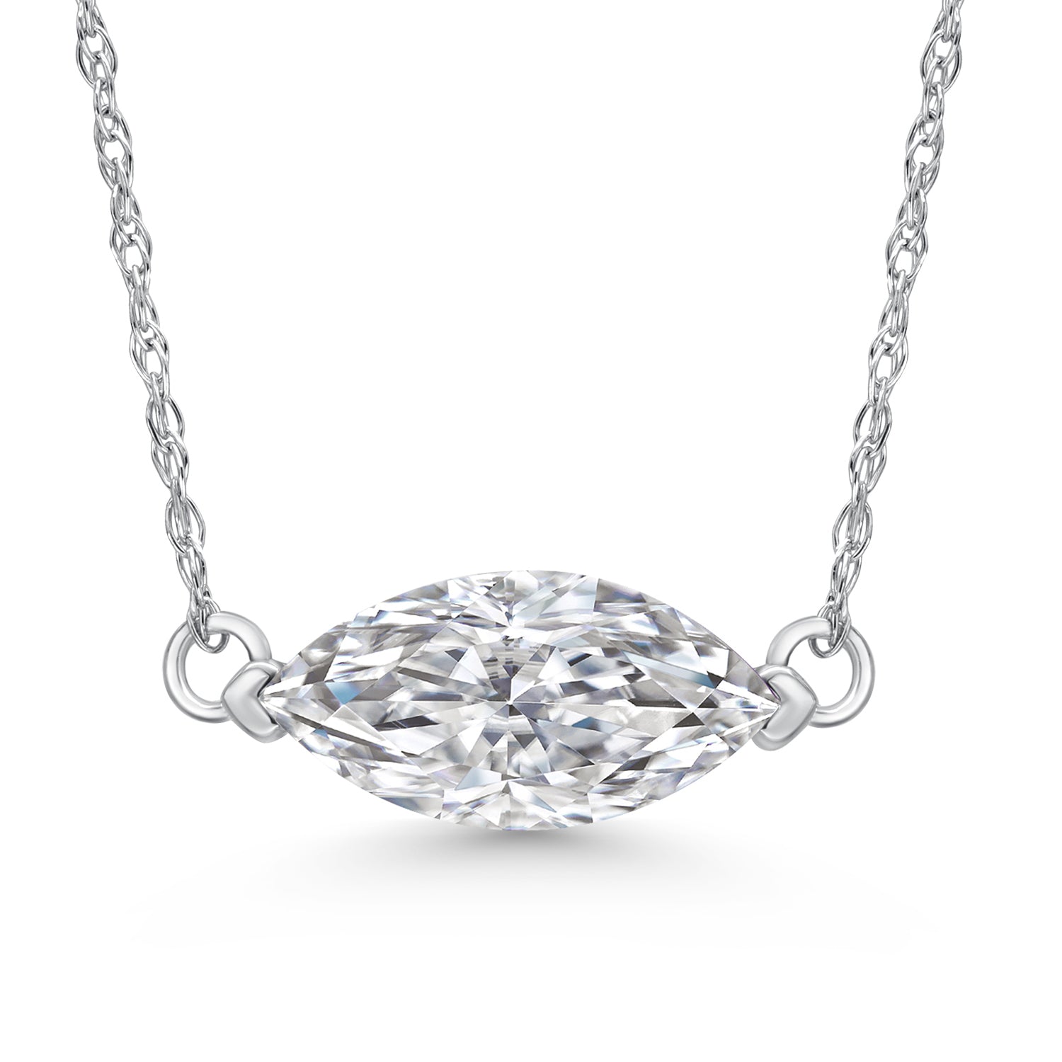 1 Ct Marquise Cut 14K White Gold IGI Certified Lab Grown Diamond Pendant Necklace | E-F Color | VS1 Clarity | Gold Necklace For Women | With 18 Inch Gold Chain