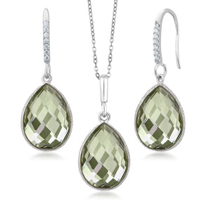 Pendant Earrings Set in 925 Sterling Silver