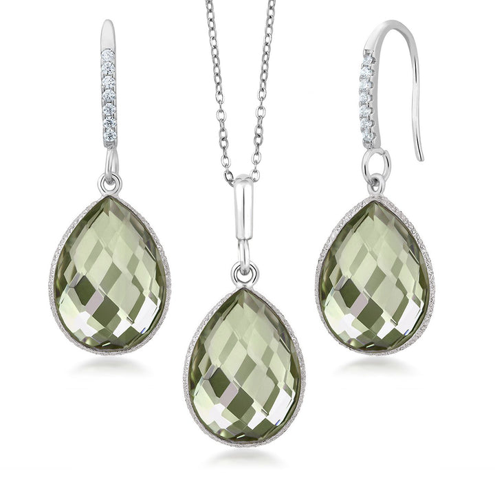 Pendant Earrings Set in 925 Sterling Silver