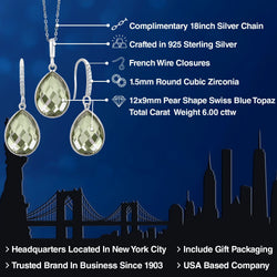 Pendant Earrings Set in 925 Sterling Silver