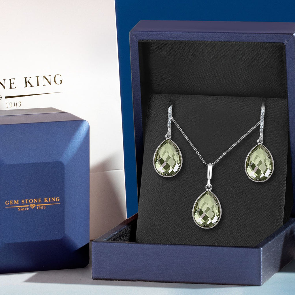 Pendant Earrings Set in 925 Sterling Silver