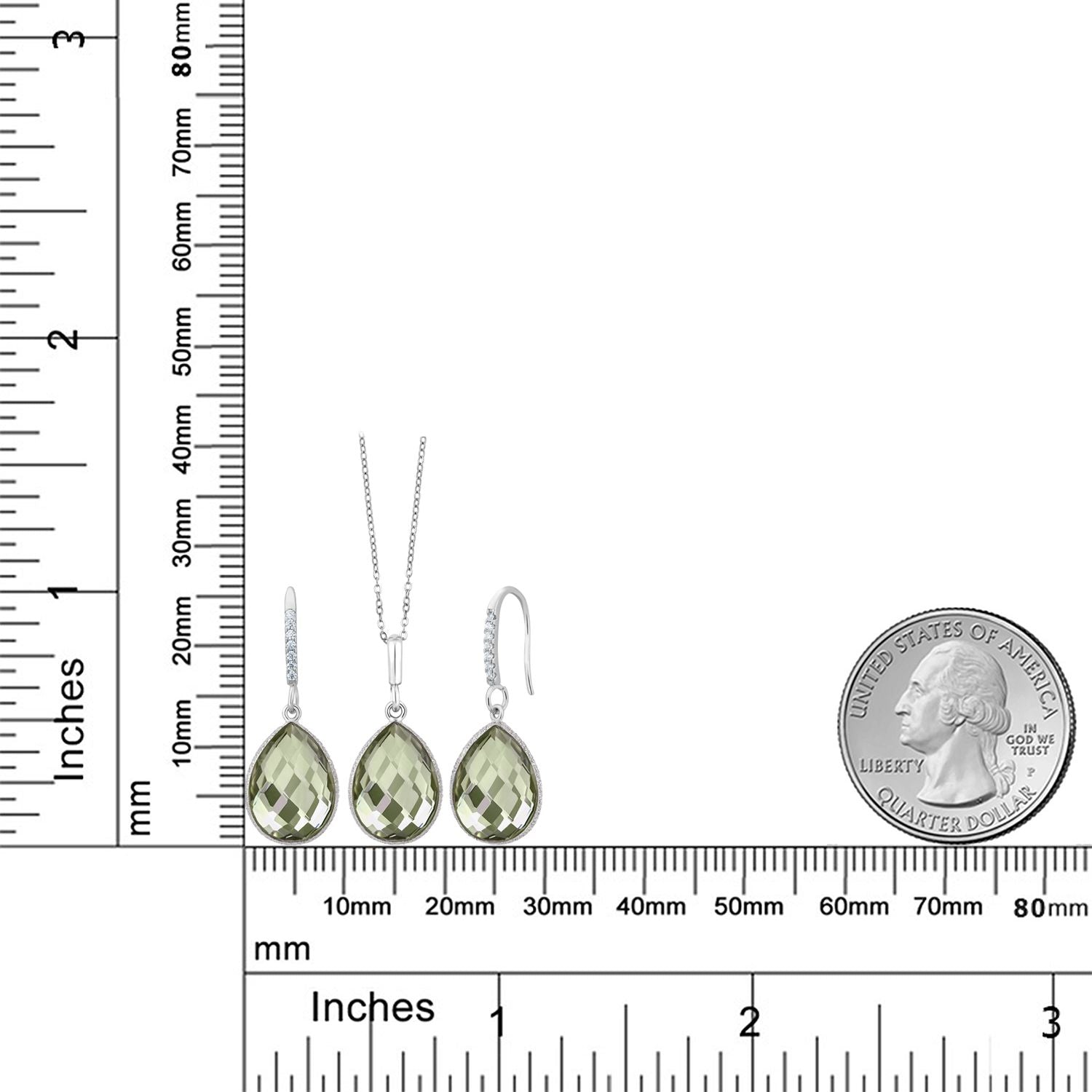 Pendant Earrings Set in 925 Sterling Silver