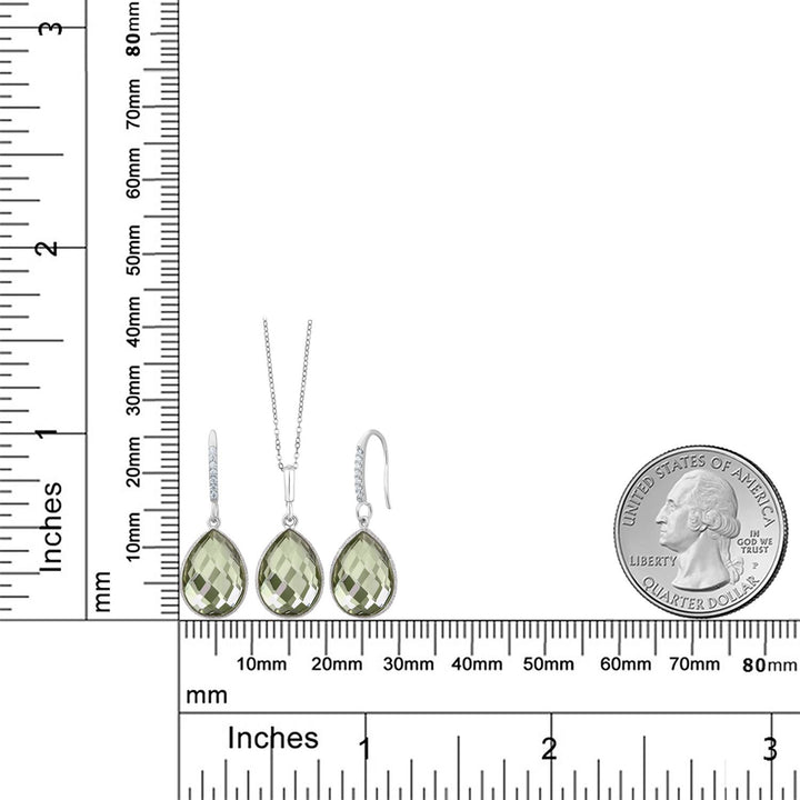 Pendant Earrings Set in 925 Sterling Silver