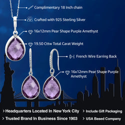 Pendant Earrings Set in 925 Sterling Silver