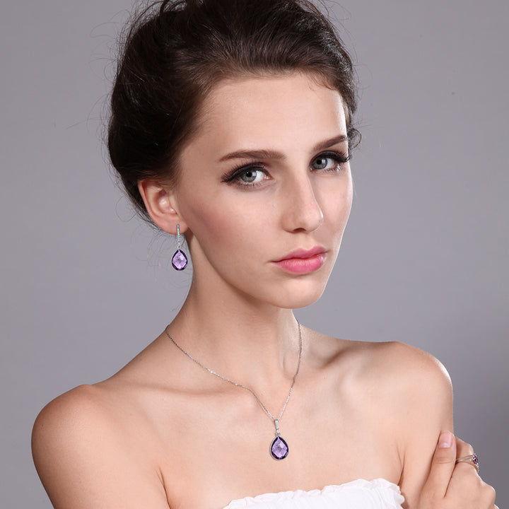 Pendant Earrings Set in 925 Sterling Silver