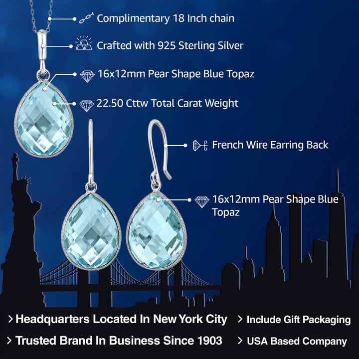 Pendant Earrings Set in 925 Sterling Silver