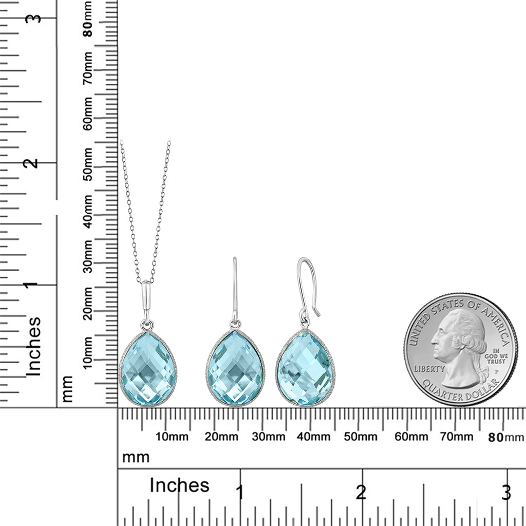 Pendant Earrings Set in 925 Sterling Silver
