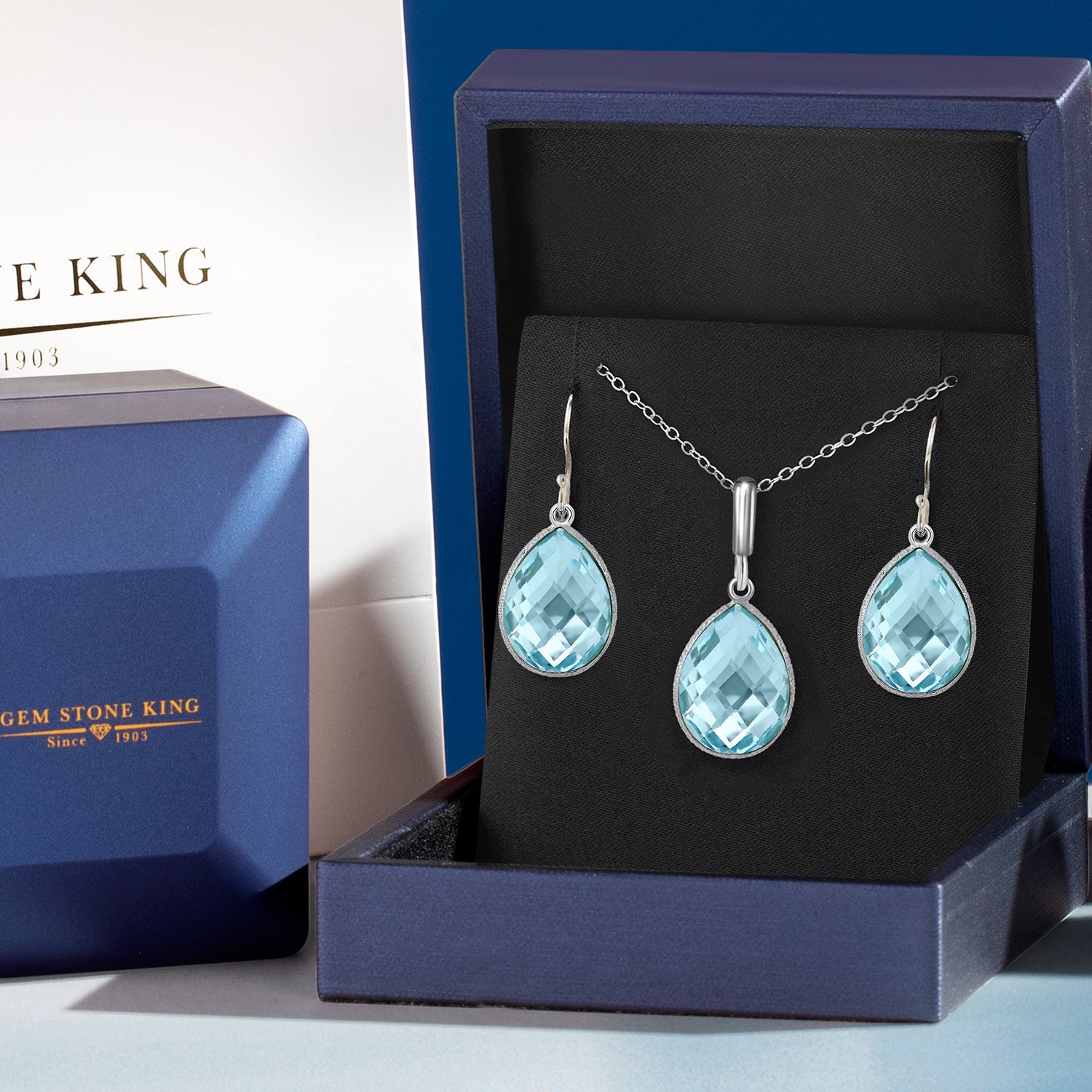 Pendant Earrings Set in 925 Sterling Silver