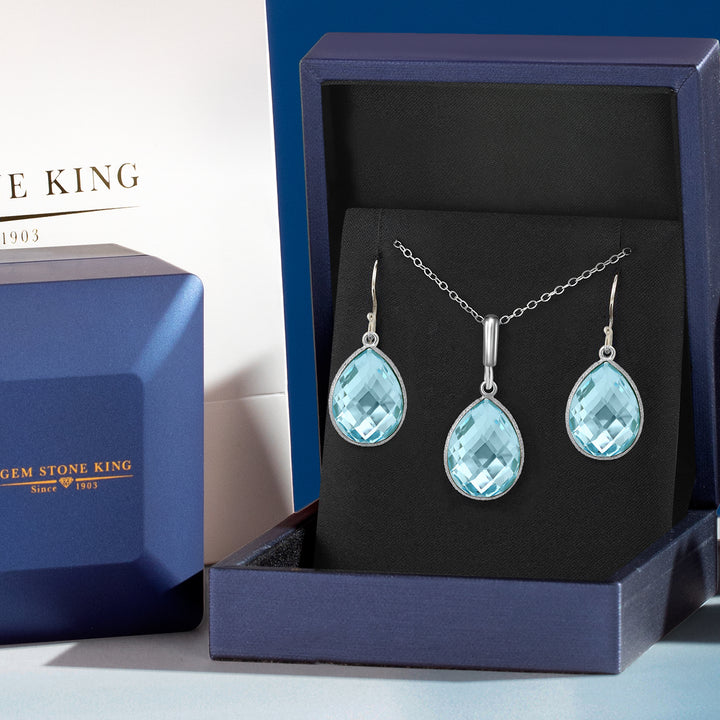 Pendant Earrings Set in 925 Sterling Silver