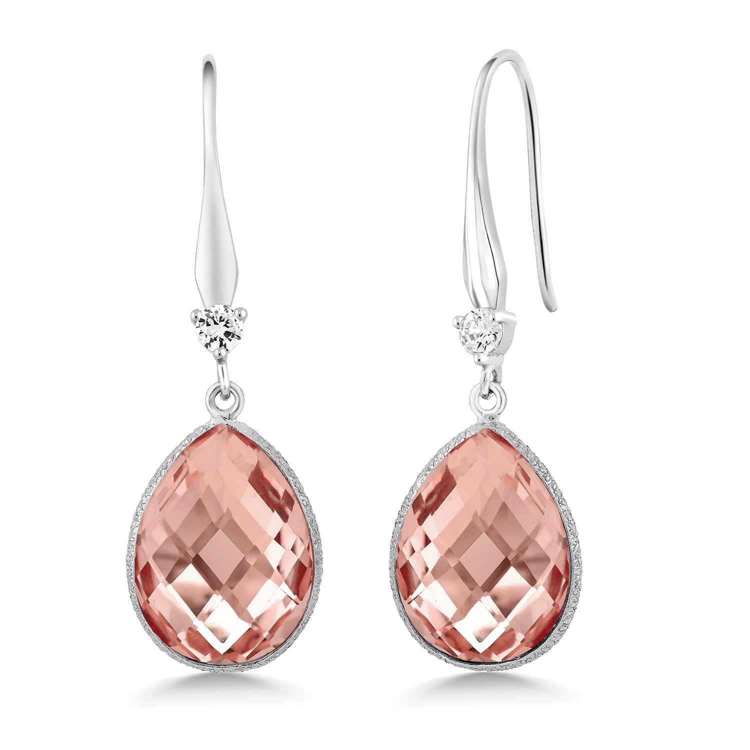 14.00 Cttw Nano Morganite Wire Drop Dangle Earrings For Women In 925 Sterling Silver | Earrings Length 42X12MM | Gemstone Birthstone | Pear Shape 16X12MM