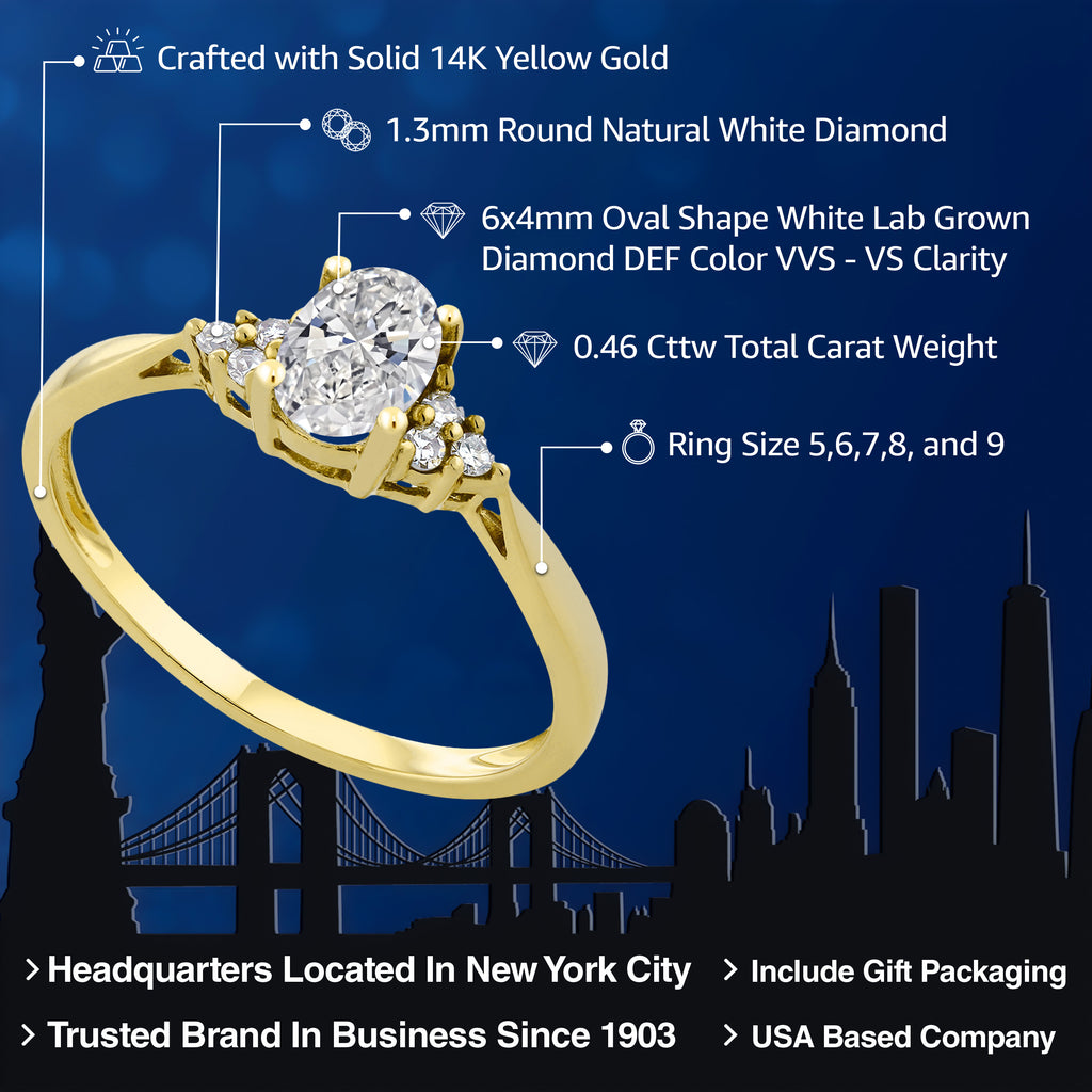 White Lab Grown Diamond - April_6_Ring in 14K Yellow Gold