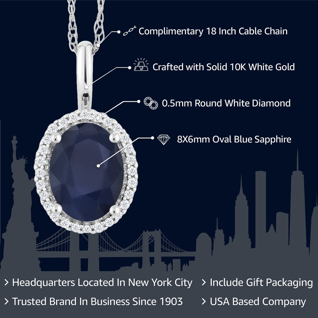 Sapphire and Diamonds_Pendant in 10K White Gold