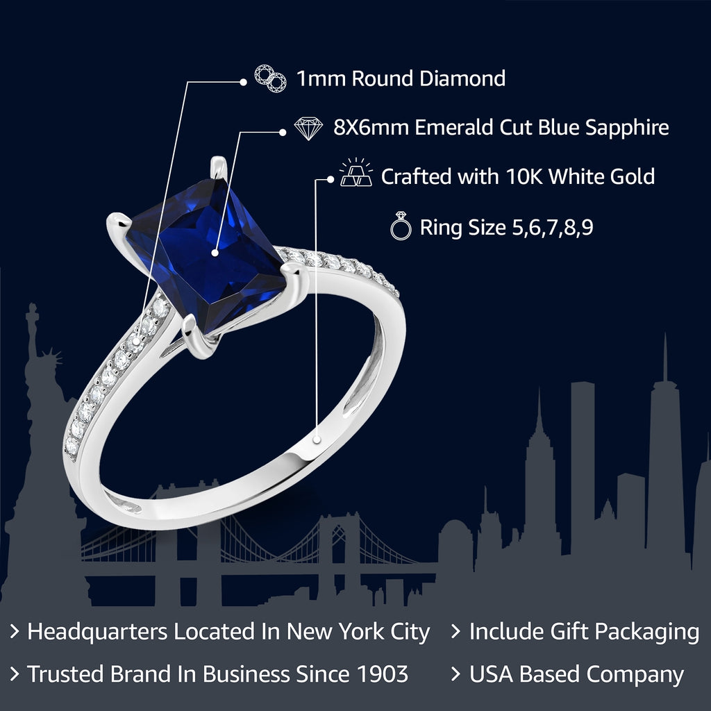 Blue Sapphire - September_Ring in 10K White Gold
