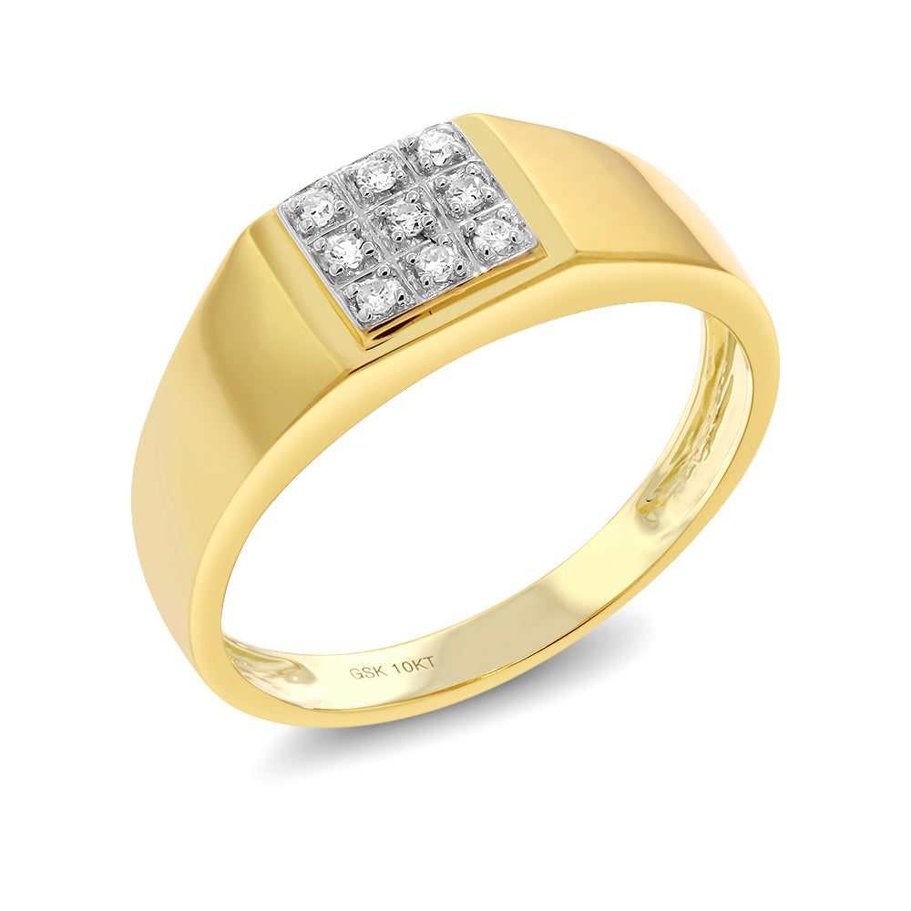 Solid 10k Yellow Gold Natural White Diamond Wedding Anniversary Ring For Men | Available In Size 7,8,9,10,11,12,13