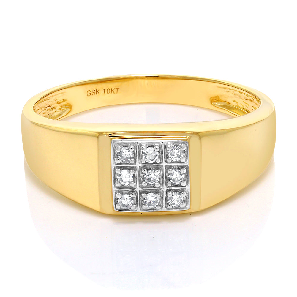 Solid 10k Yellow Gold Natural White Diamond Wedding Anniversary Ring For Men | Available In Size 7,8,9,10,11,12,13