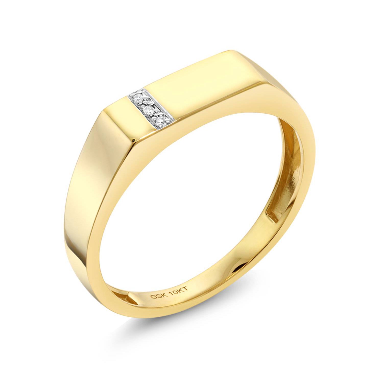 Men's 10K Solid Yellow Gold White Diamond Wedding Anniversary Ring (Available In Size 7,8,9,10,11,12,13)