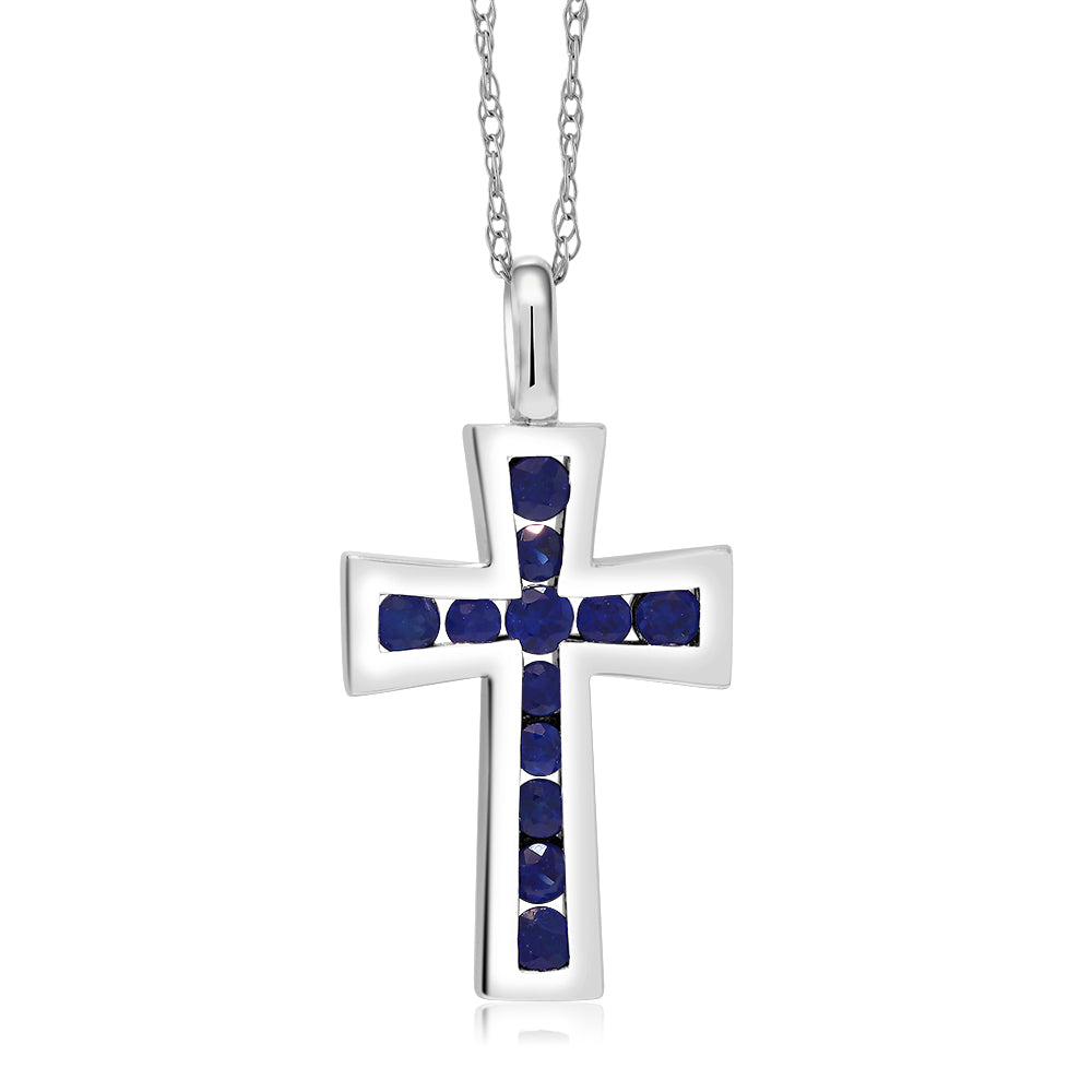 Sapphire_Pendant in 10K White Gold