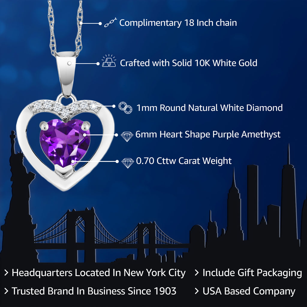 Amethyst - February_Pendant in 10K White Gold