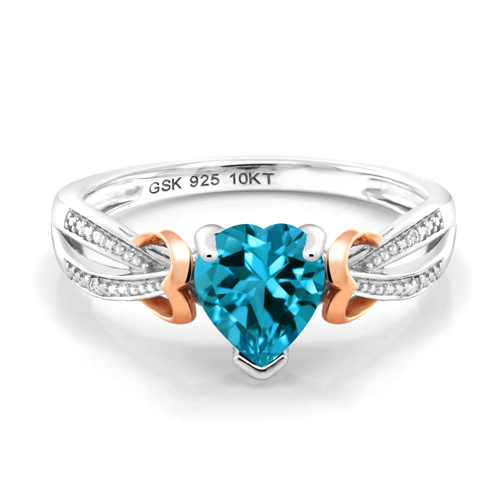 London Blue Topaz - November_5_Ring in 925 Sterling Silver and 10K Rose Gold