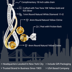 Pendant Earrings Set in 925 Sterling Silver and 10K Yellow Gold