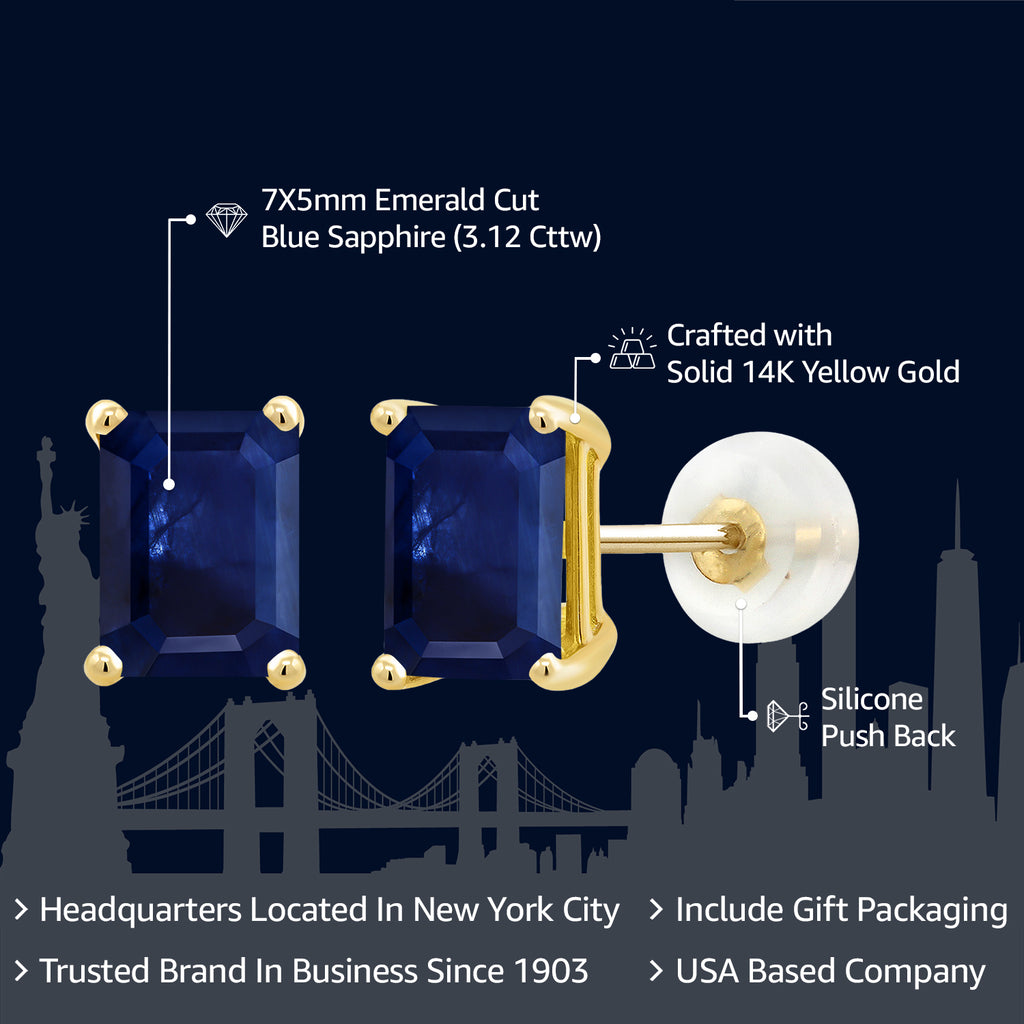 Blue Sapphire - September_Yellow Gold_Earrings in Yellow Gold
