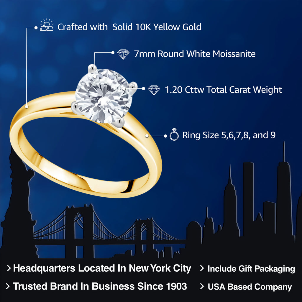 Moissanite_7_Ring in 10K Two Tone Gold