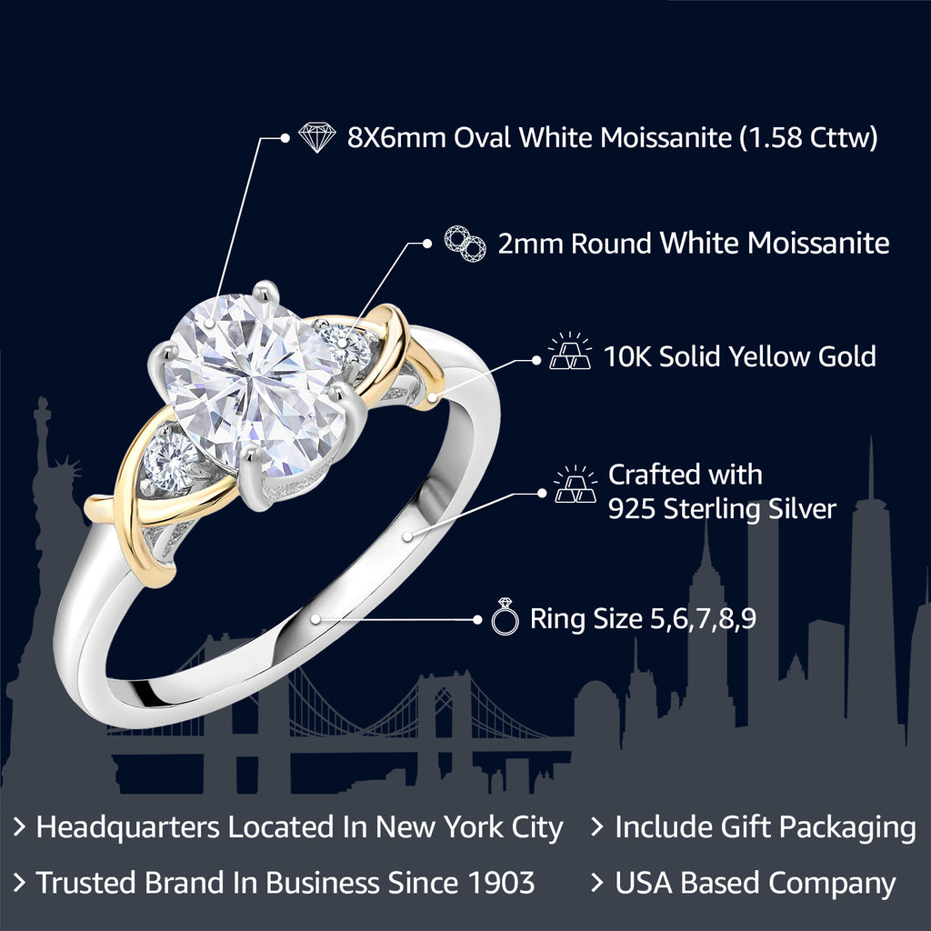Ring in 925 Sterling Silver and 10K Yellow Gold
