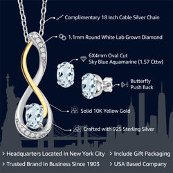 Pendant Earrings Set in 925 Sterling Silver and 10K Yellow Gold