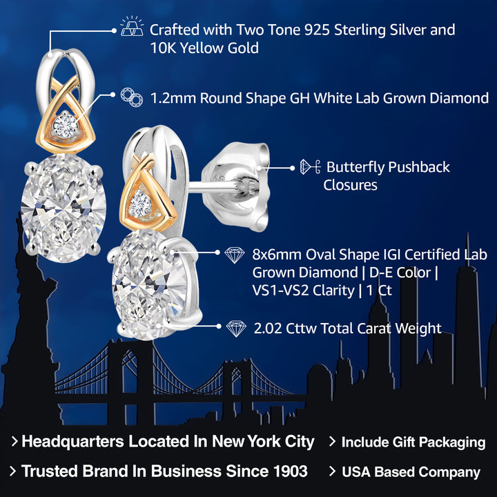 Earrings in 925 Sterling Silver and 10K Yellow Gold