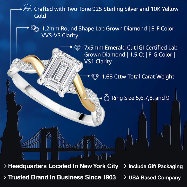 Ring in 925 Sterling Silver and 10K Yellow Gold