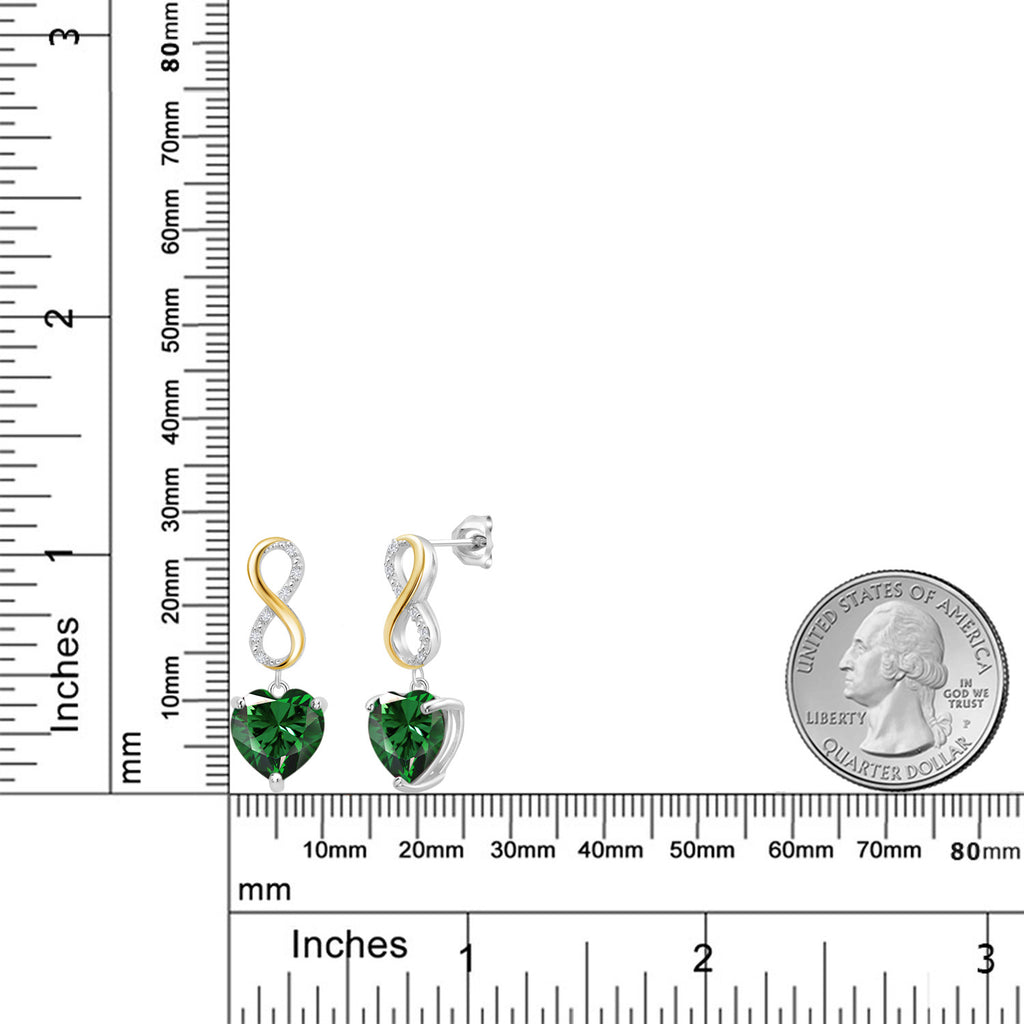 Green Nano Emerald - May_Earrings in 925 Sterling Silver and 10K Yellow Gold