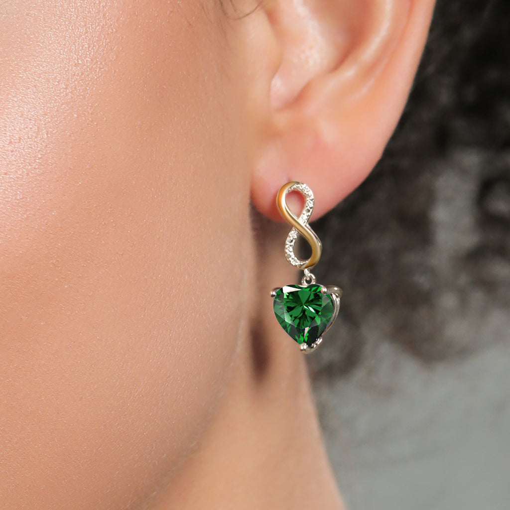 Green Nano Emerald - May_Earrings in 925 Sterling Silver and 10K Yellow Gold