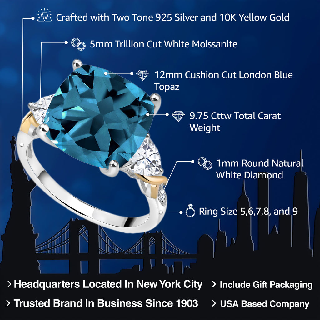 Ring in 925 Sterling Silver and 10K Yellow Gold