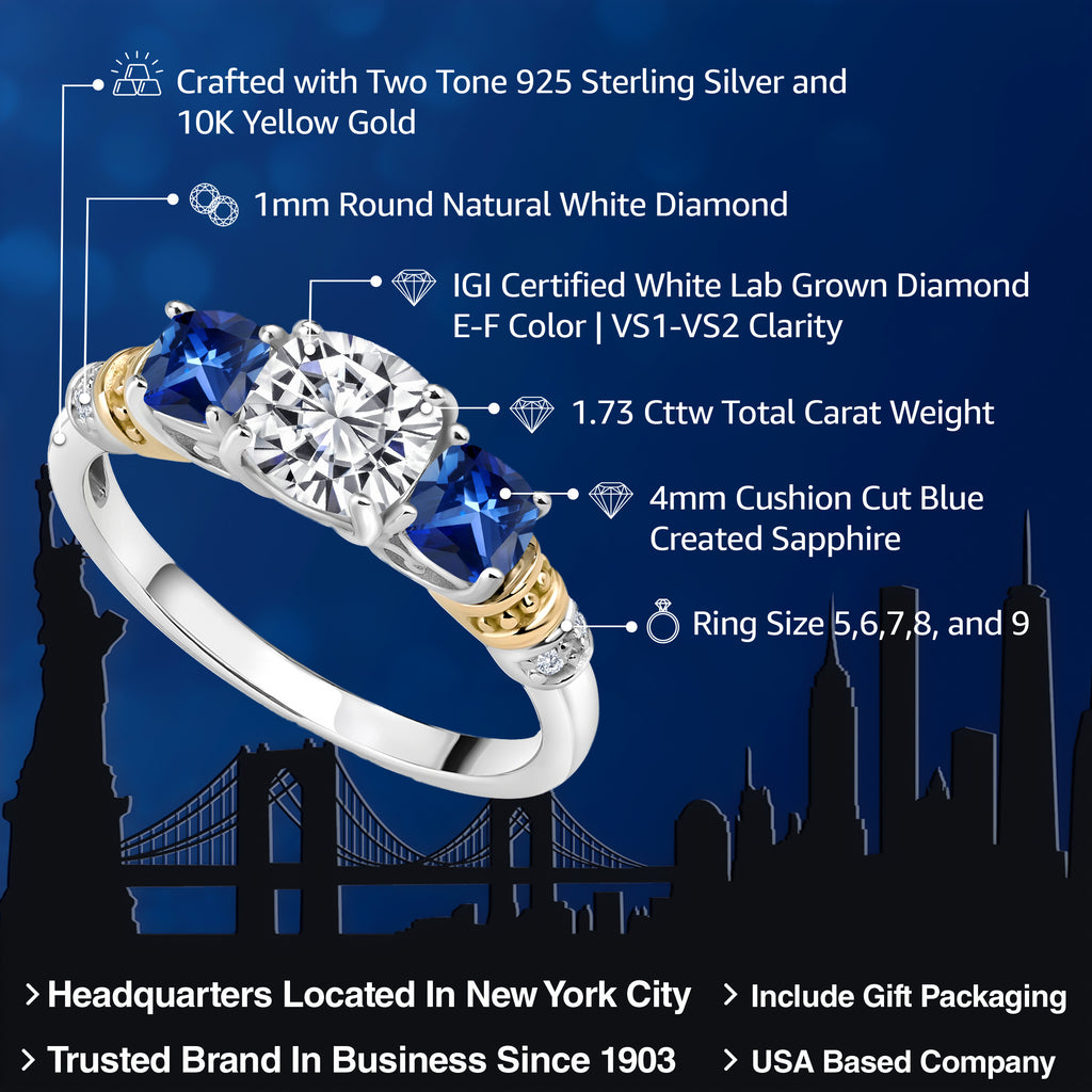 Ring in 925 Sterling Silver and 10K Yellow Gold