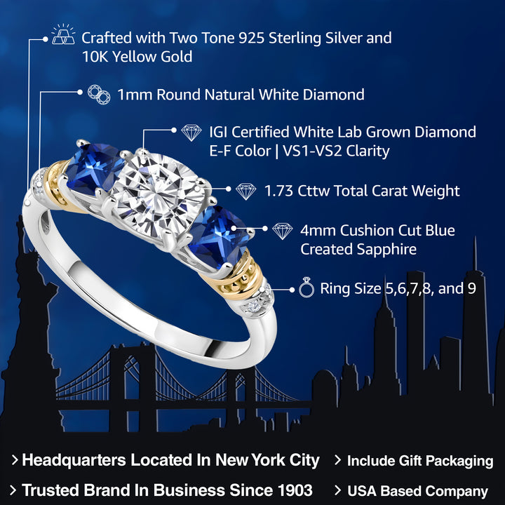 Ring in 925 Sterling Silver and 10K Yellow Gold