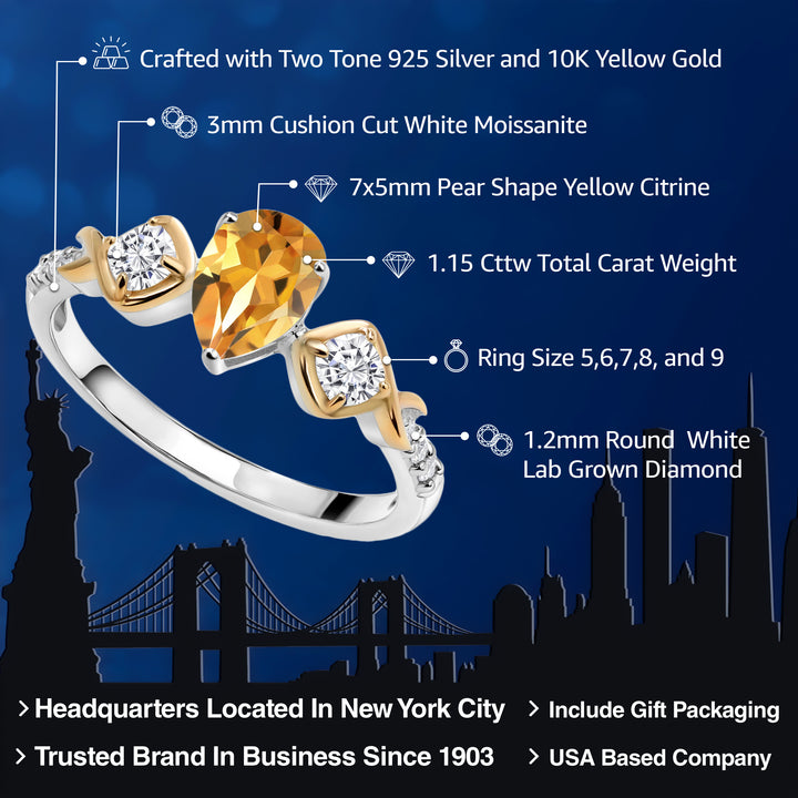 Ring in 925 Sterling Silver and 10K Yellow Gold