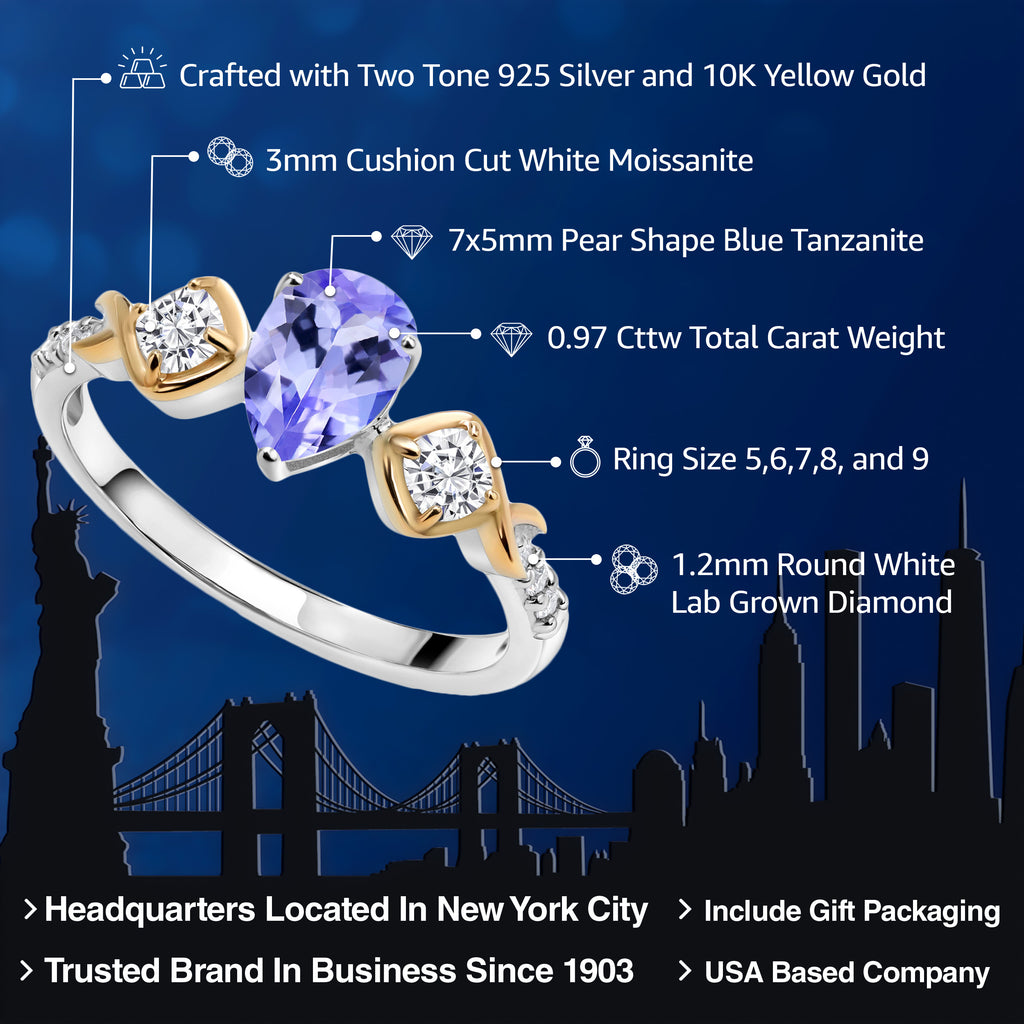 Ring in 925 Sterling Silver and 10K Yellow Gold