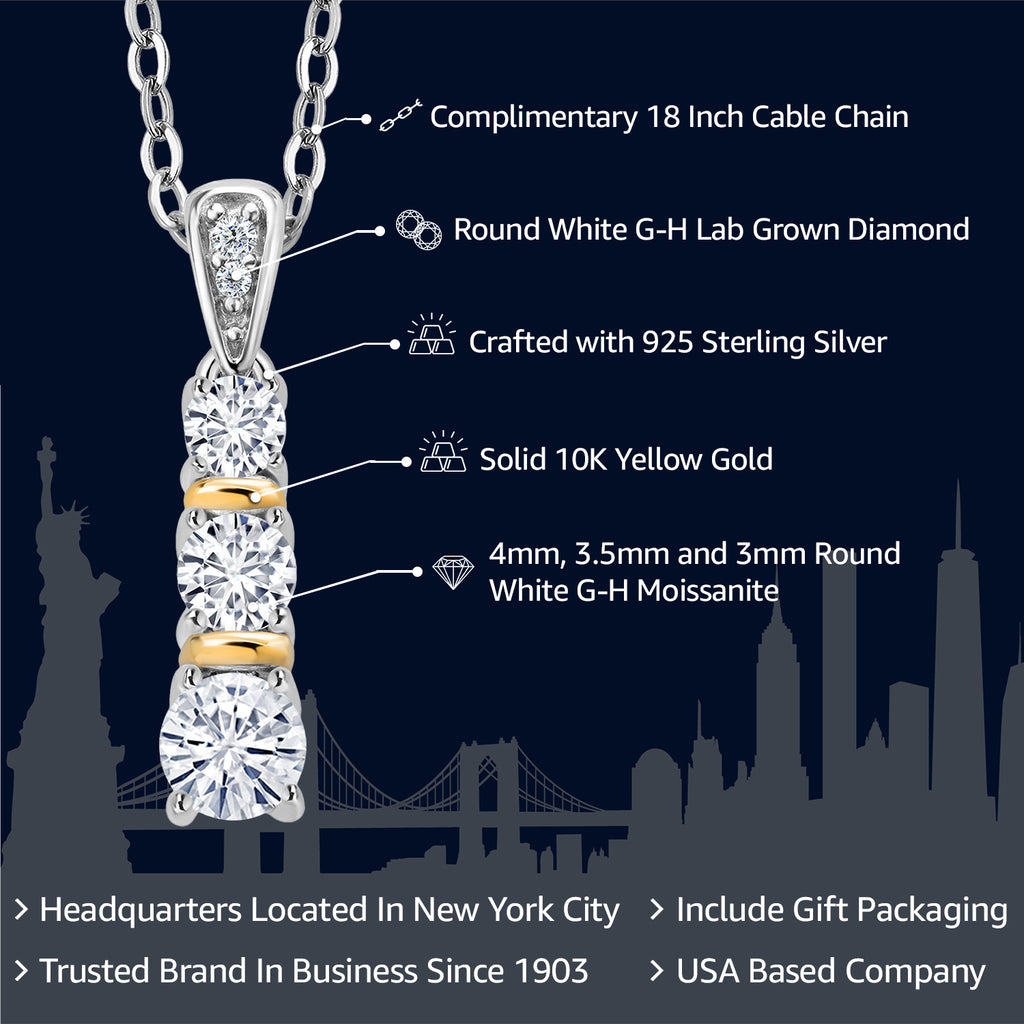 Pendant in 925 Sterling Silver and 10K Yellow Gold