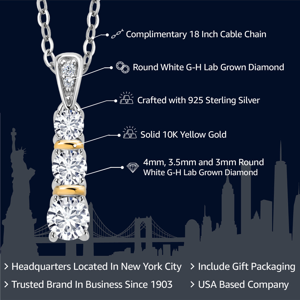 Pendant in 925 Sterling Silver and 10K Yellow Gold